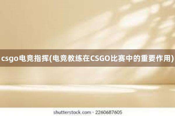 csgo电竞指挥(电竞教练在CSGO比赛中的重要作用)