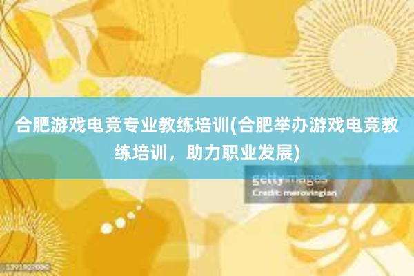 合肥游戏电竞专业教练培训(合肥举办游戏电竞教练培训，助力职业发展)