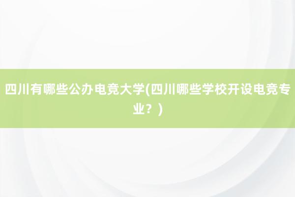 四川有哪些公办电竞大学(四川哪些学校开设电竞专业？)