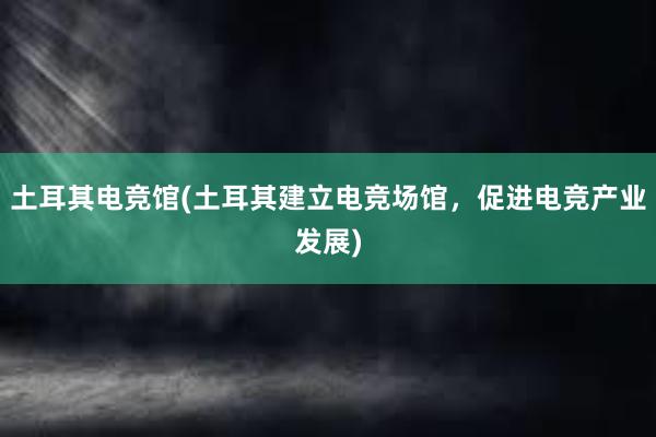 土耳其电竞馆(土耳其建立电竞场馆，促进电竞产业发展)