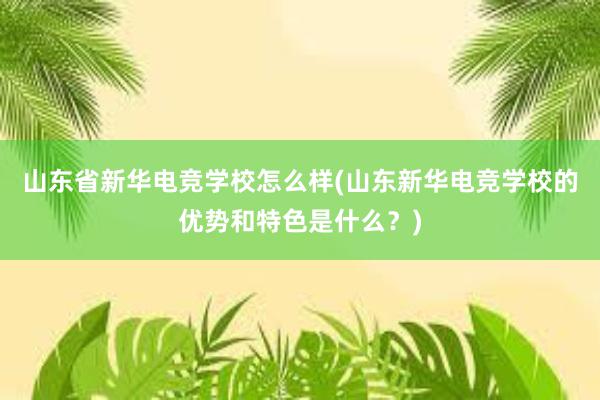 山东省新华电竞学校怎么样(山东新华电竞学校的优势和特色是什么？)