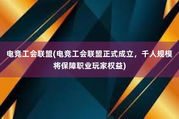 电竞工会联盟(电竞工会联盟正式成立，千人规模将保障职业玩家权益)