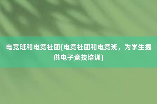 电竞班和电竞社团(电竞社团和电竞班，为学生提供电子竞技培训)