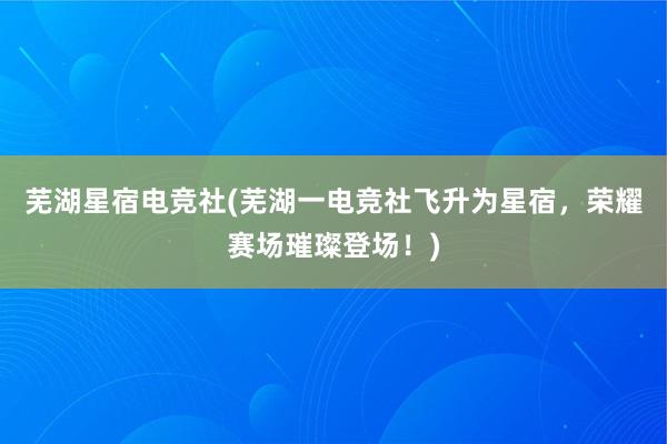 芜湖星宿电竞社(芜湖一电竞社飞升为星宿，荣耀赛场璀璨登场！)