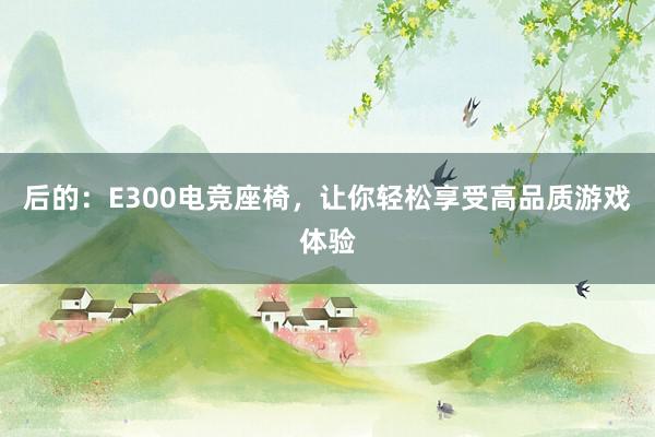 后的：E300电竞座椅，让你轻松享受高品质游戏体验