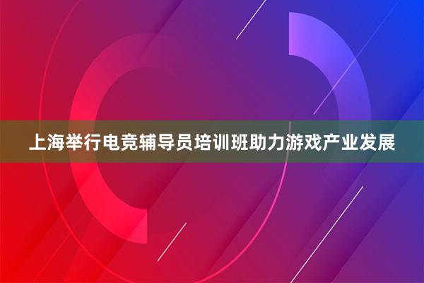 上海举行电竞辅导员培训班助力游戏产业发展