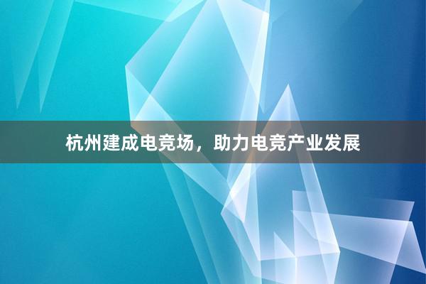 杭州建成电竞场，助力电竞产业发展