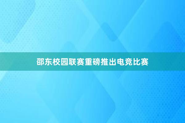 邵东校园联赛重磅推出电竞比赛